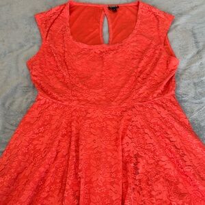 Torrid Vibrant Coral Lace Mini Dress